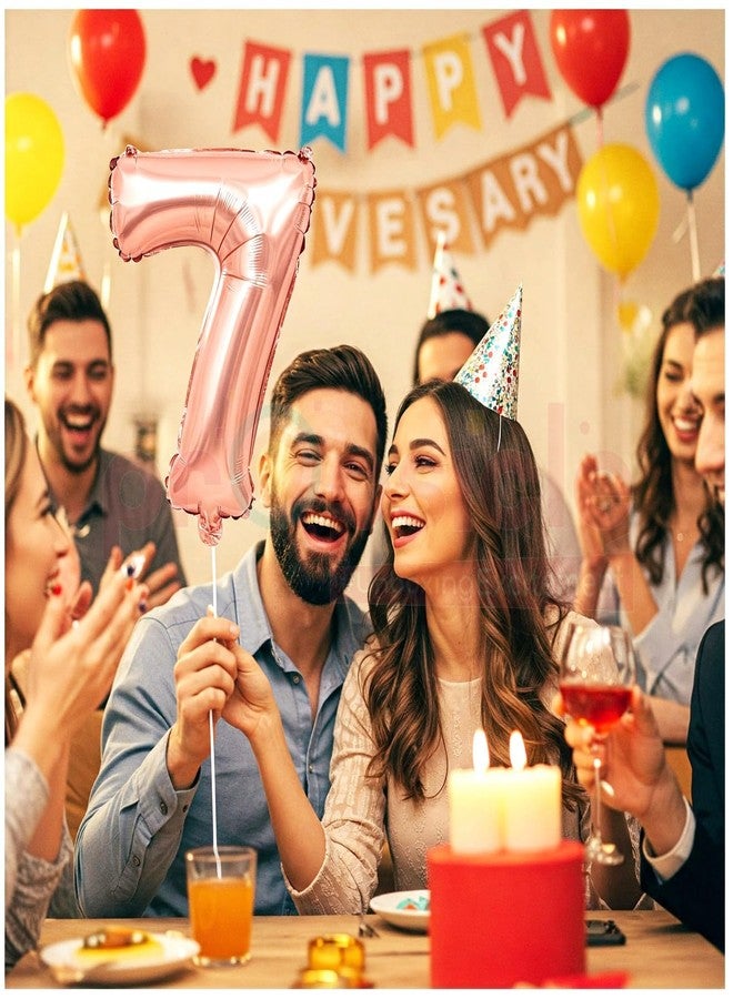 بروبسيكل بالون رقم 7 من بروبسيكل، مقاس 16 بوصة - ورق ذهبي وردي، مثالي لأعياد الميلاد، والذكرى السنوية، وحفلات المناسبات الخاصة، وخلفيات التصوير، وتزيين الطاولات. - Image 3